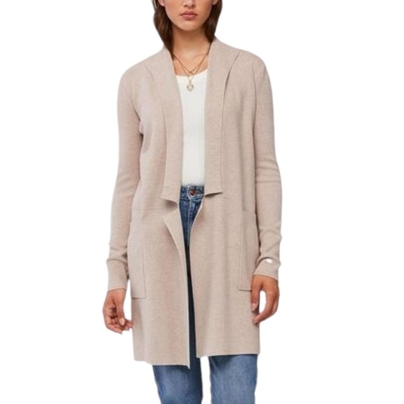 Soia & Kyo Sweaters - Soia & Kyo Benela Knee-Length Coatigan w/ Lapels Beige Open-Front Cardigan Sz L